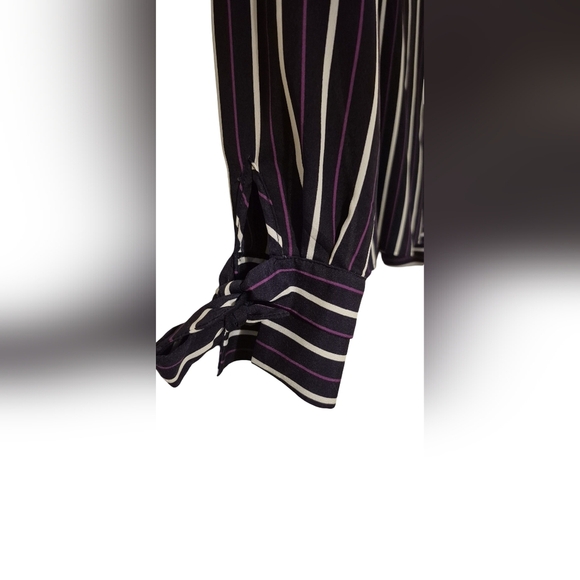 Banana Republic Stripe The Cuff Blouse Secret Plum - Picture 6 of 10